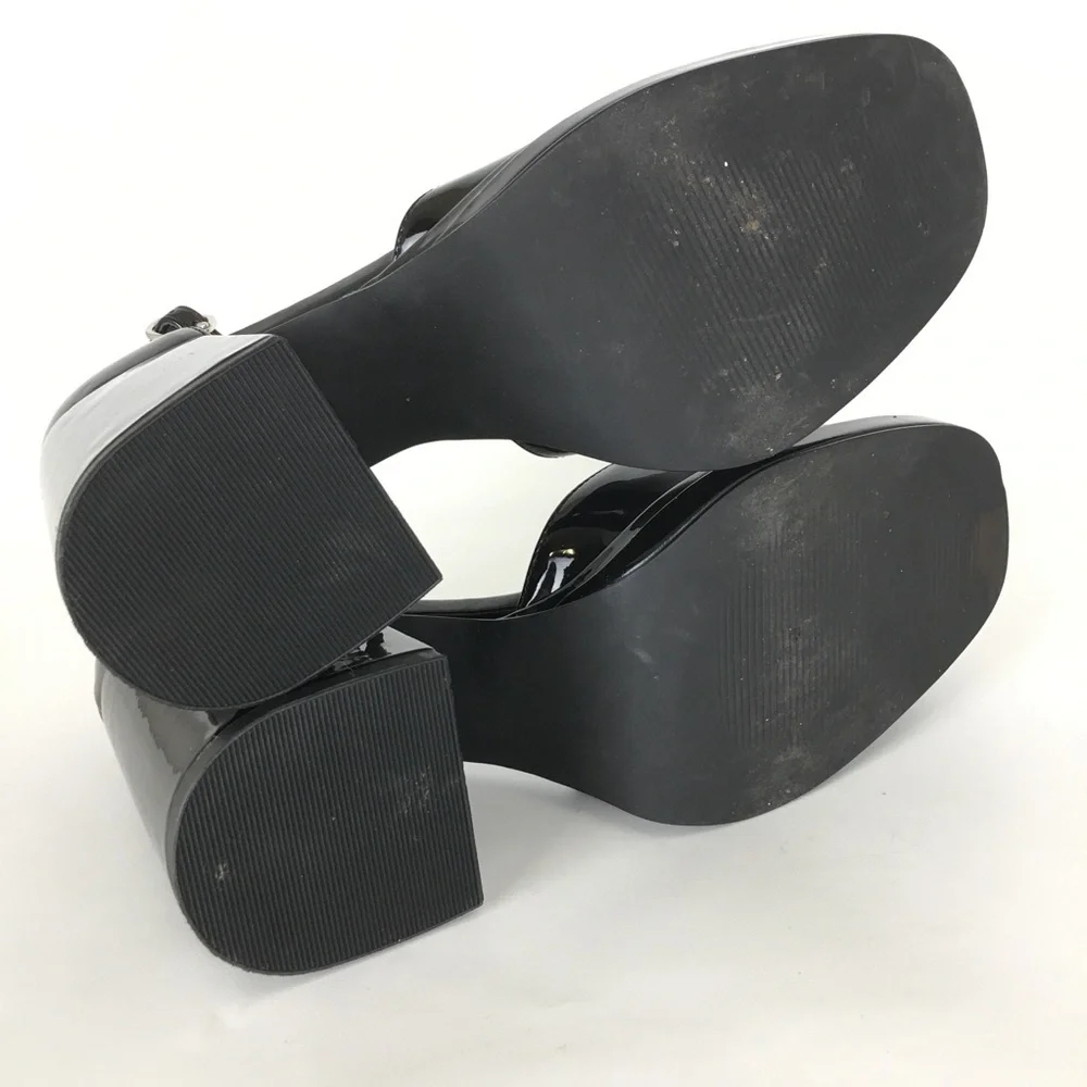 Steve Madden Naia Naia Mary Jane Pump Black Chunky Block Heel Platform Sz 8 Y2K